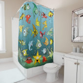 水中漫画の魚 シャワーカーテン (インサイチュ)
