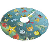 水中漫画の魚 ブラッシュドポリエステルツリースカート (アングル)