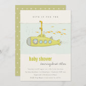 水中潜水艇ベビーシャワー招待状 サンキューカード (正面/裏面)