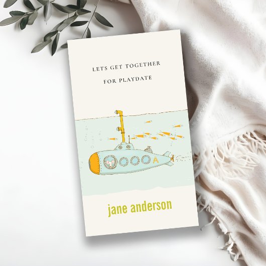 水中潜水艦モノグラム子供プレイデート呼び出し 名刺