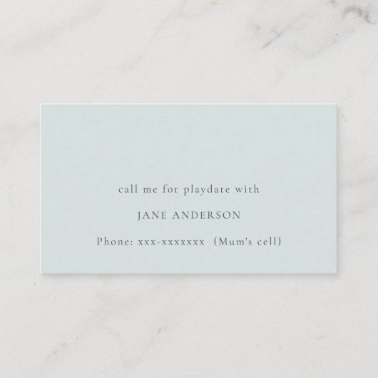 水中潜水艦モノグラム子供プレイデート呼び出し 名刺 (裏面)