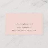 水中潜水艦モノグラム子供プレイデート呼び出し 名刺 (裏面)