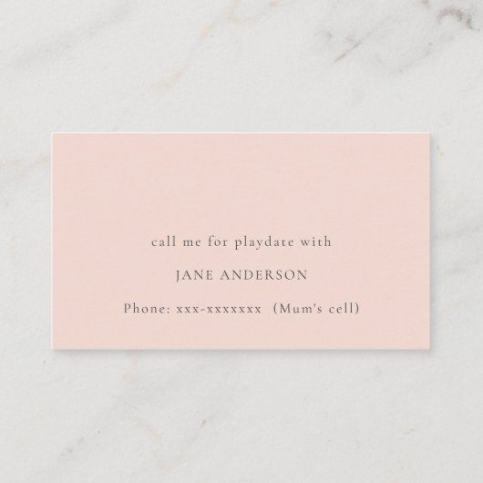 水中潜水艦モノグラム子供プレイデート呼び出し 名刺 (裏面)