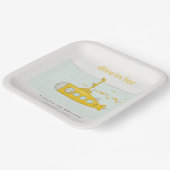 水中潜航機黄色い誕生日 ペーパープレート (傾斜あり)