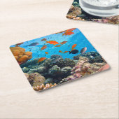 水中熱帯魚のシーン スクエアペーパーコースター (アングル)