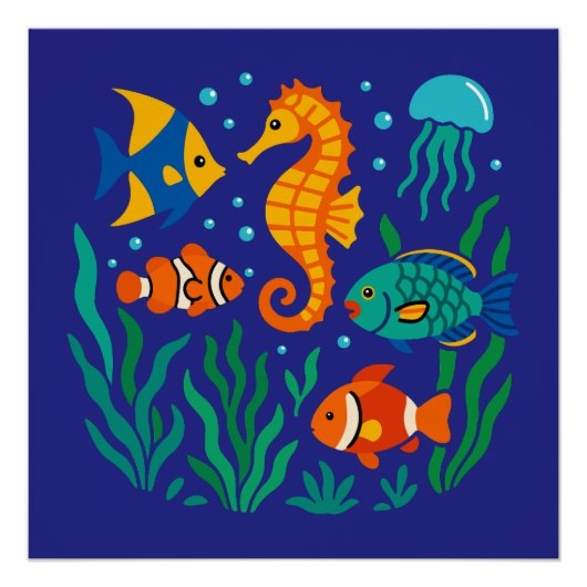 水中熱帯魚 – 海洋生物 ポスター (正面)