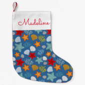 水中生命パターン|はあなたの名前を加えます スモールクリスマスストッキング (正面)