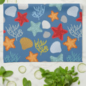 水中生命パターン キッチンタオル (折り畳み)