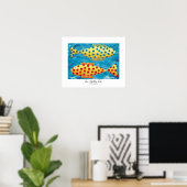 水中生物の絵画: 斑点のある魚が2匹 ポスター (ホームオフィス)