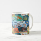 水中生物コラージュデザイン コーヒーマグカップ (正面右)