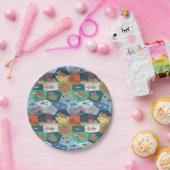 水中生物コラージュデザイン ペーパープレート (パーティー)