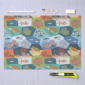 水中生物コラージュデザイン 薄葉紙 (クラフト)