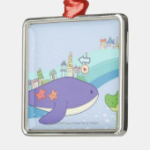 水中町で泳いでいる魚の学校 メタルオーナメント (左)
