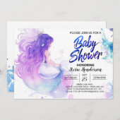 水中疑問に思：人魚の赤ちゃんシャワー 招待状 (正面/裏面)
