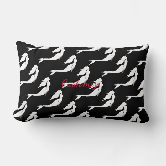 水中白人の人魚の泳ぐ雷_コーブ ランバークッション (正面)