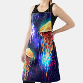 水中白熱［赤熱］光を放つクラゲ水平バナー エプロン (インサイチュ)