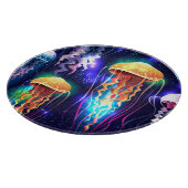 水中白熱［赤熱］光を放つクラゲ水平バナー カッティングボード (角)