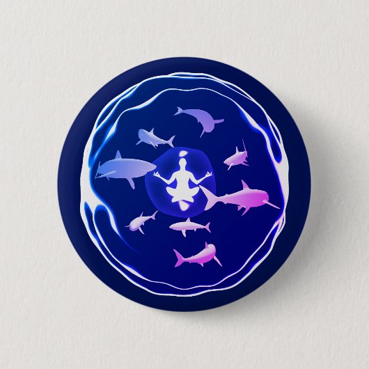 水中瞑想 |サメと泳ぐ 缶バッジ (正面)
