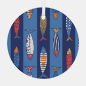 水中競技の遊び時間:子供の魚のファンタジー ガラスオーナメント (裏面)