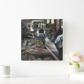 水中競技は、エルサレムの砂漠の風とキスをした スクエア壁時計 (ホーム)