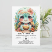 水中競技カスタムタートルガール誕生日 招待状 (スタンド正面)