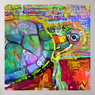 水中競技カラフル亀抽象芸術 ポスター