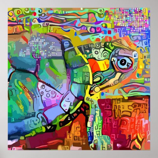 水中競技カラフル亀抽象芸術 ポスター (正面)