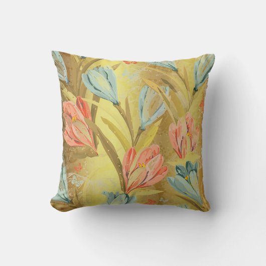 水中競技クロッカスリラ金ゴールド光沢のある精巣摘花 クッション (正面)