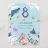 水中競技シーアニマル誕生日招待状 招待状 (正面/裏面)