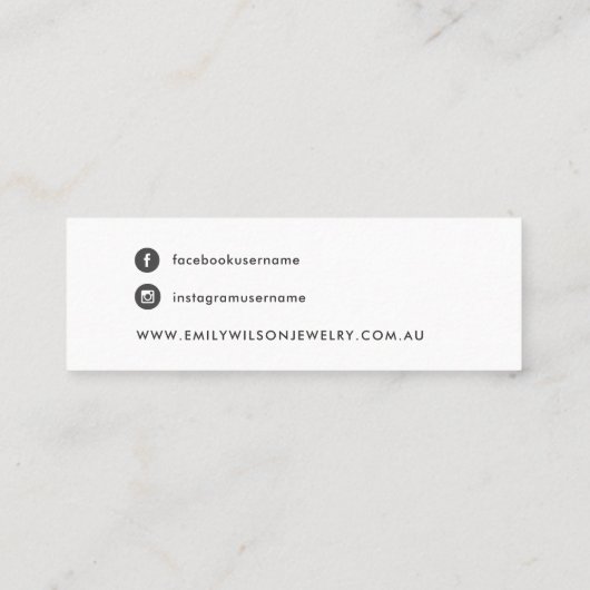 水中競技スターフィッシュネイビースタッドイヤリングディスプレイカード スキニー名刺 (裏面)