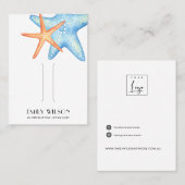 水中競技スターフィッシュブルーレッドヘアクリップ表示カード 名刺 (正面/裏面)