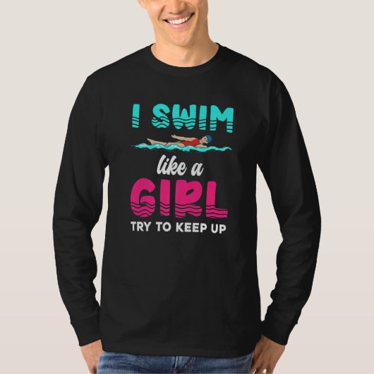 水中競技スポーツアスリート泳ぐ人女性女子スイミン Tシャツ (正面)