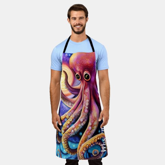 水中競技タコクラーケンタケントレパーソナライズされたス名 エプロン (着用した状態)