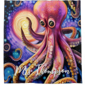 水中競技タコクラーケンタケントレパーソナライズされたス名 シャワーカーテン (正面)