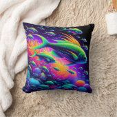 「水中競技ダンス:ネオン・セレニティカーテン」 クッション (ブランケット)