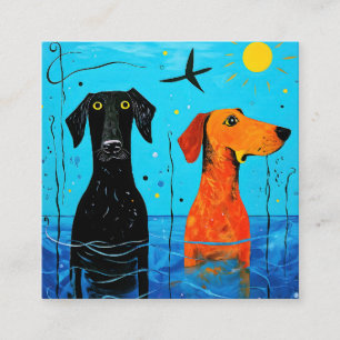 水中競技デュオ・オブ・ジョイ – Surreal カラフル Dogs エンクロージャーカード