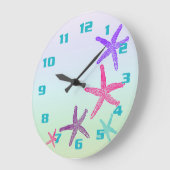 水中競技ライフスターフィッシュインパステルカラーズパターン ラージ壁時計 (傾斜)