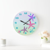 水中競技ライフスターフィッシュインパステルカラーズパターン ラージ壁時計 (ホーム)