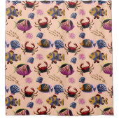 水中競技動物パターン |海水中ライフ10 シャワーカーテン (正面)