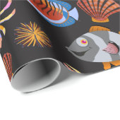 水中競技動物パターン |海水中ライフ11 ラッピングペーパー (ロールコーナー)