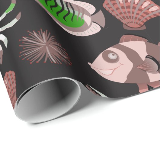 水中競技動物パターン |海水中ライフ12 ラッピングペーパー (ロールコーナー)