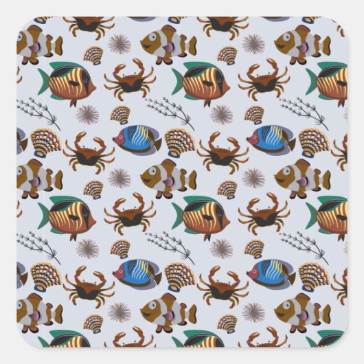 水中競技動物パターン |海水中ライフ14 スクエアシール (正面)