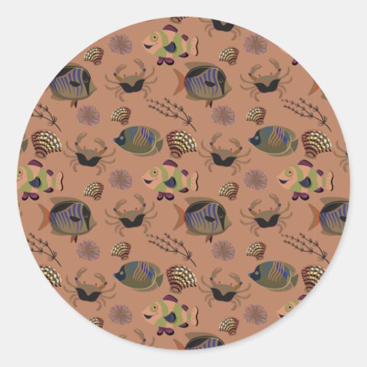 水中競技動物パターン |海水中ライフ15 ラウンドシール (正面)