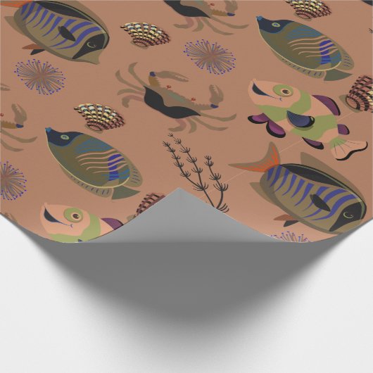 水中競技動物パターン |海水中ライフ15 ラッピングペーパー (角)