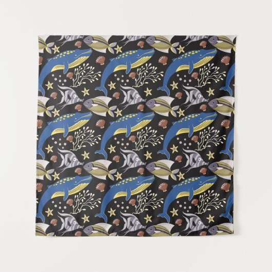 水中競技動物パターン |海水中ライフ17 タペストリー (正面)