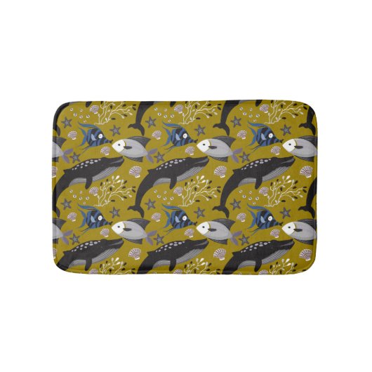 水中競技動物パターン |海水中ライフ18 バスマット (正面)