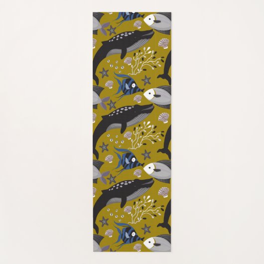 水中競技動物パターン |海水中ライフ18 ヨガマット (正面)