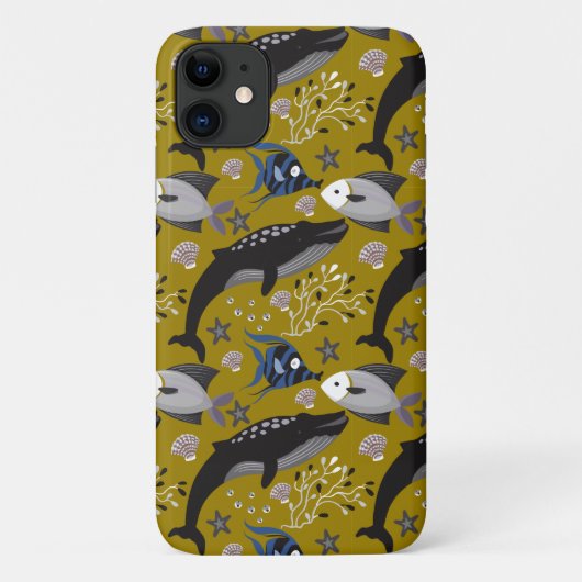 水中競技動物パターン |海水中ライフ18 Case-Mate iPhoneケース (裏面)