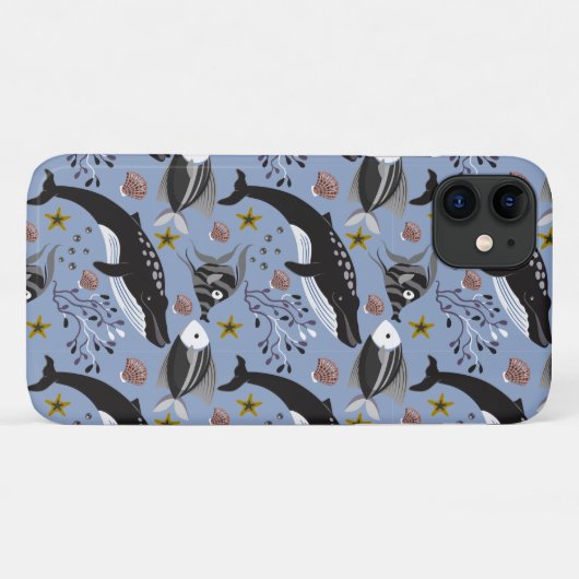 水中競技動物パターン |海水中ライフ19 Case-Mate iPhoneケース (裏面(横))