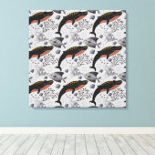 水中競技動物パターン |海水中ライフ22 キャンバスプリント (インサイチュ (ウッドフロア))